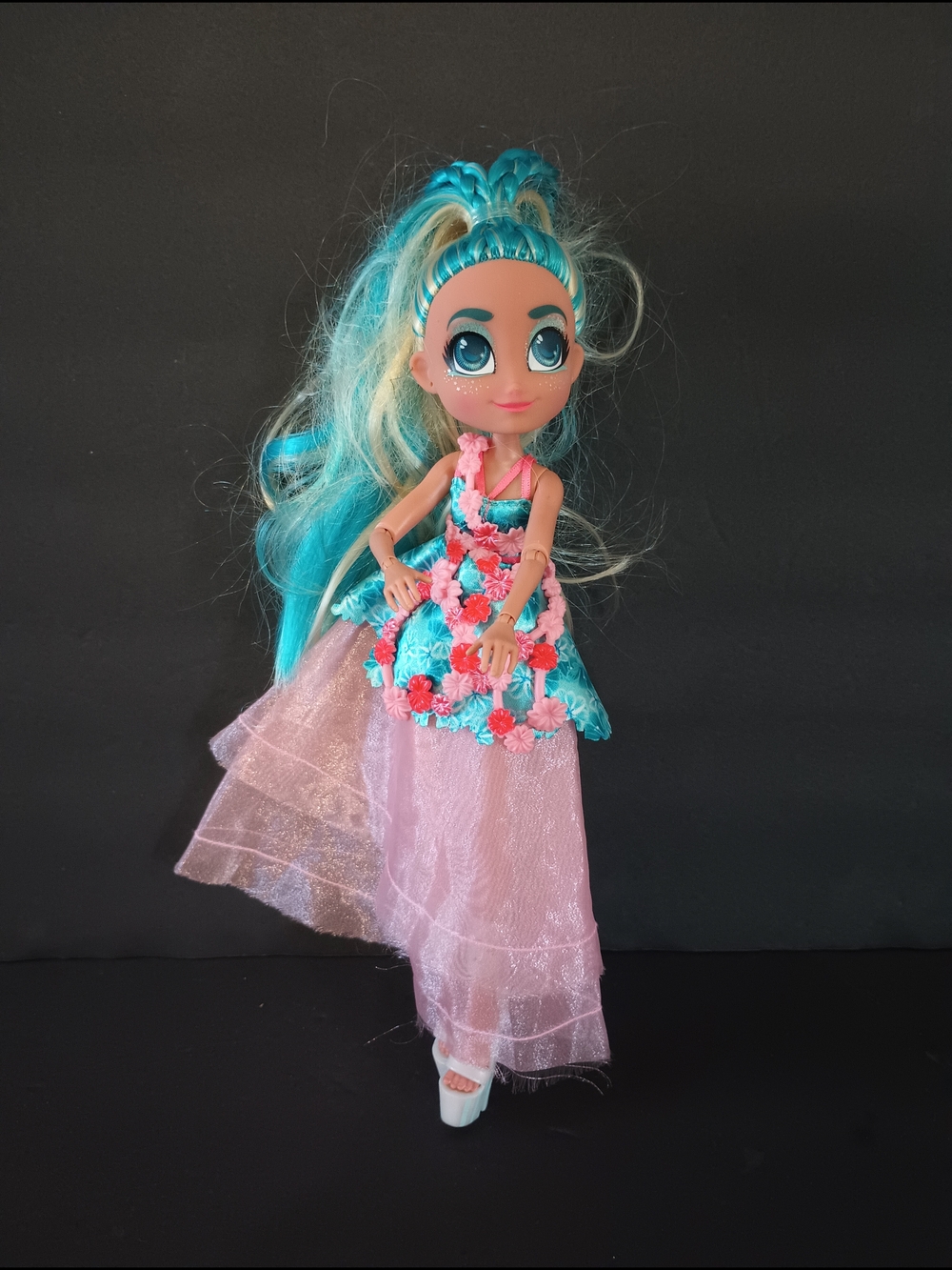 Noah Hairdorable Hairmazing Prom Fashion Doll in Turquoise Hair Pink Dress